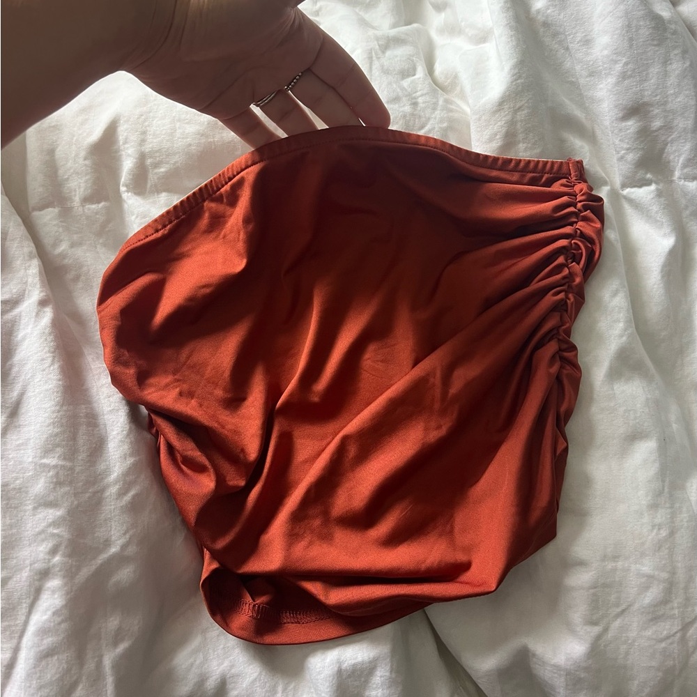 Rust Orange Ruched Shirt